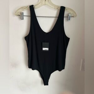 ATM Anthony Thomas Melillo Modal Rib Deep-V Tank Bodysuit black size L NWTs!